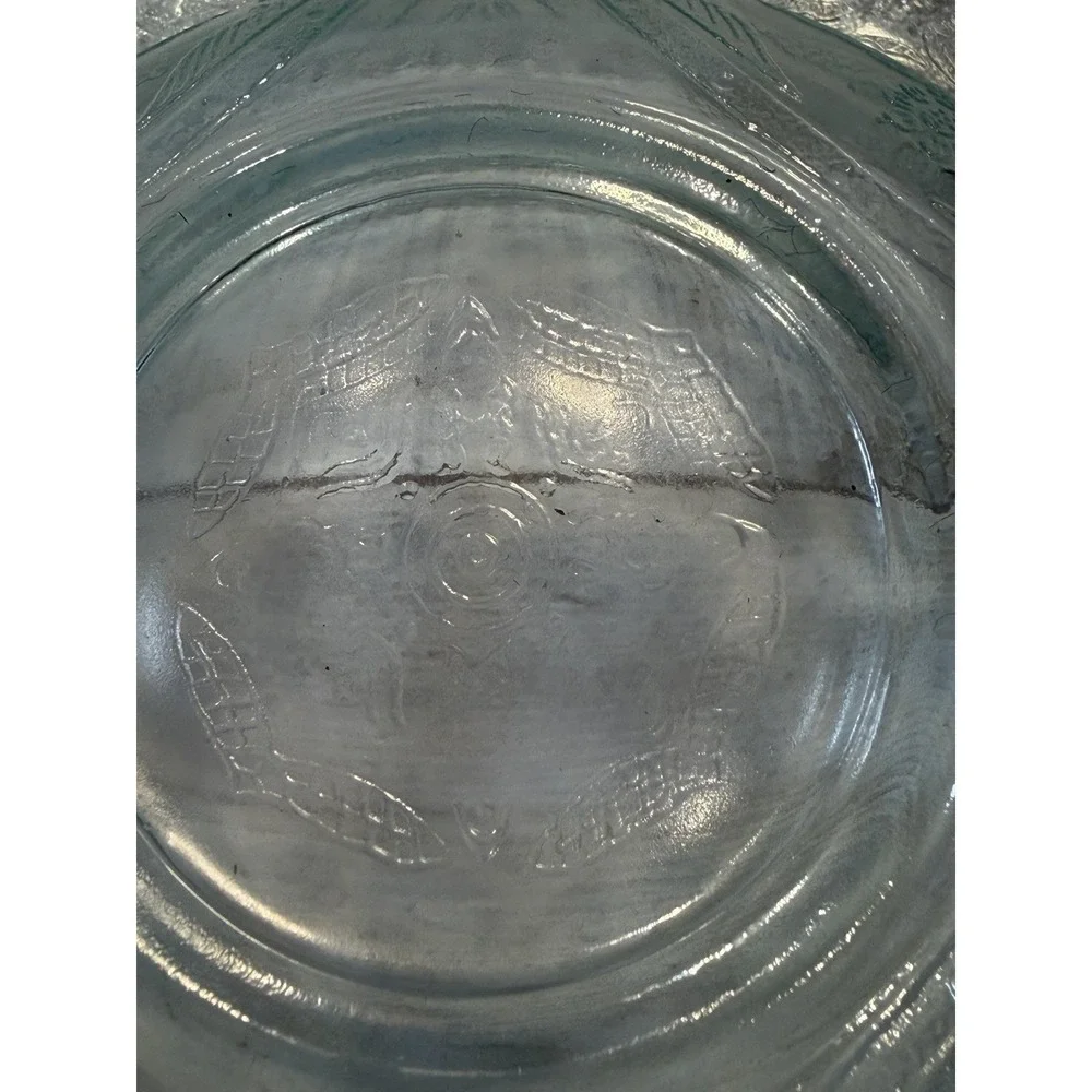 Vintage Aqua Teal Pressed Glass Square Bowl Floral Scroll Pattern Set Of 2 7in